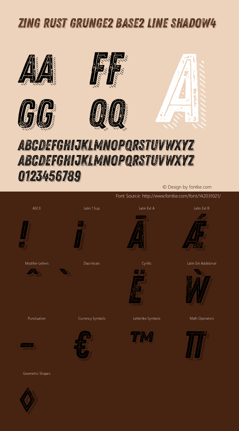 Zing Rust Grunge2 Base2 Line Shadow4 Version 1.000 Font Sample