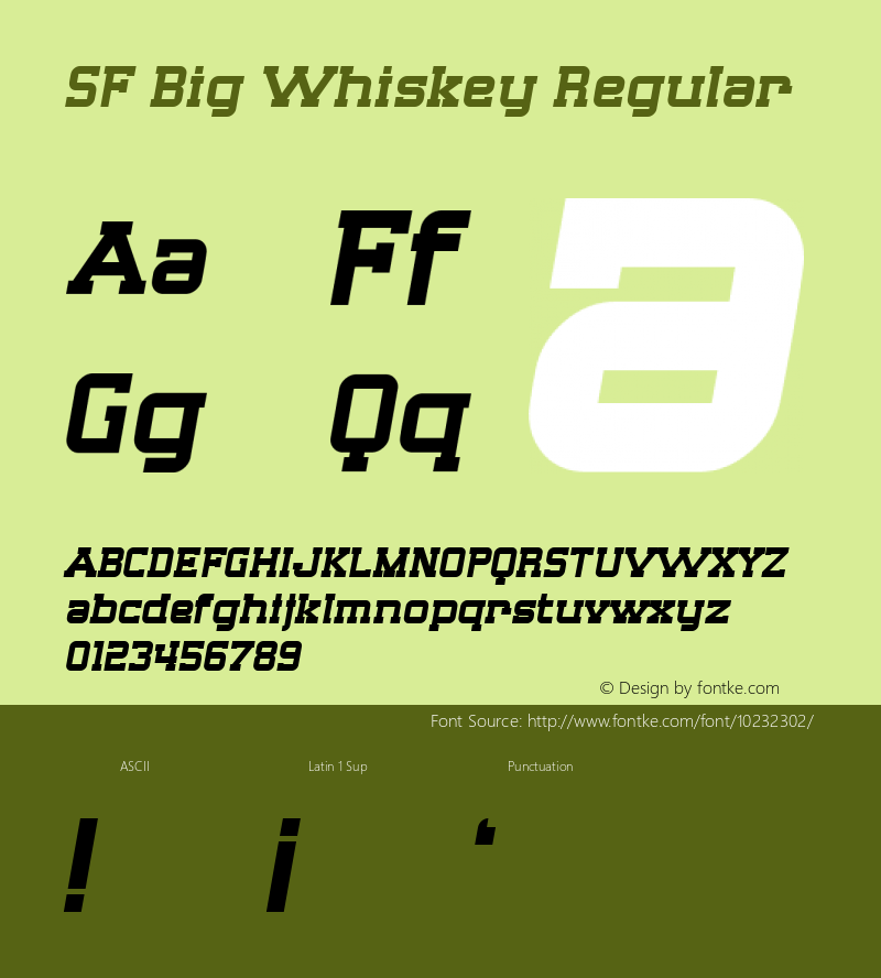 SF Big Whiskey Regular Version 1.1 Font Sample