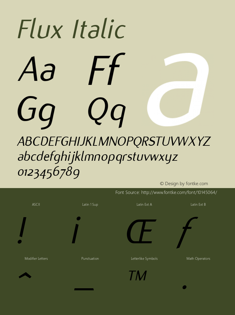 Flux Italic Version 001.000 Font Sample