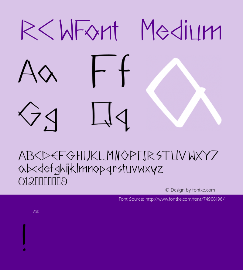 RCWFont Version 001.000 Font Sample