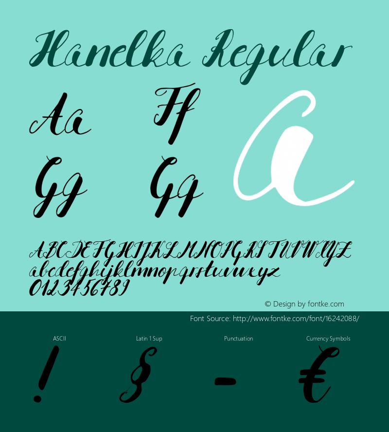 Hanelka Regular Version 1.0 Font Sample