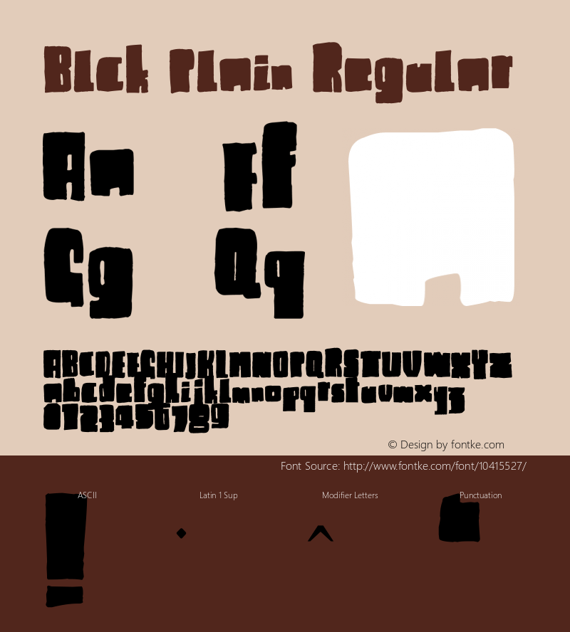 Blck Plain Regular Version 1.00 March 5, 2011, initial release Font Sample