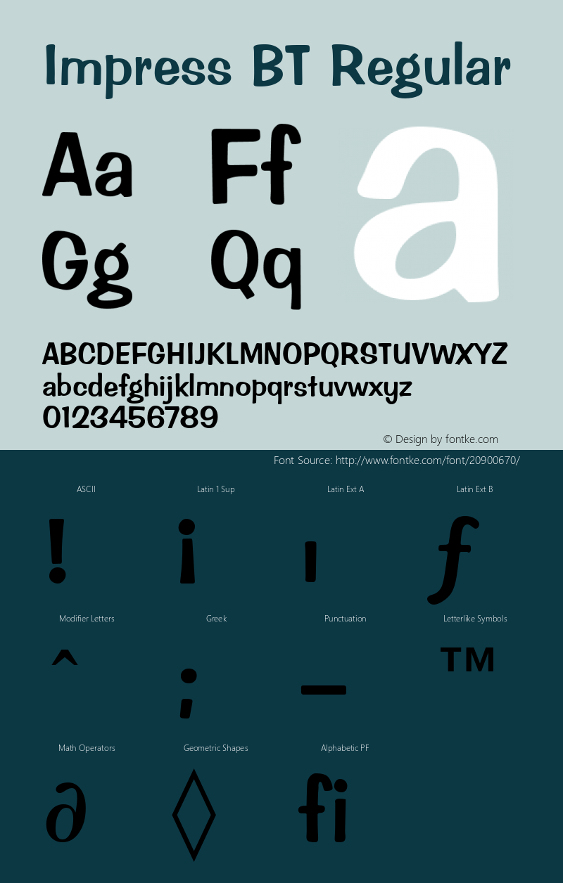 Impress BT spoyal2tt v1.25 Font Sample