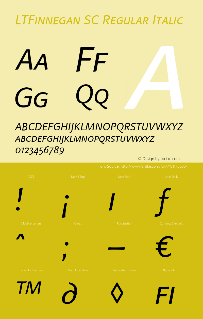 LinotypeFinneganSC Italic 1.00图片样张