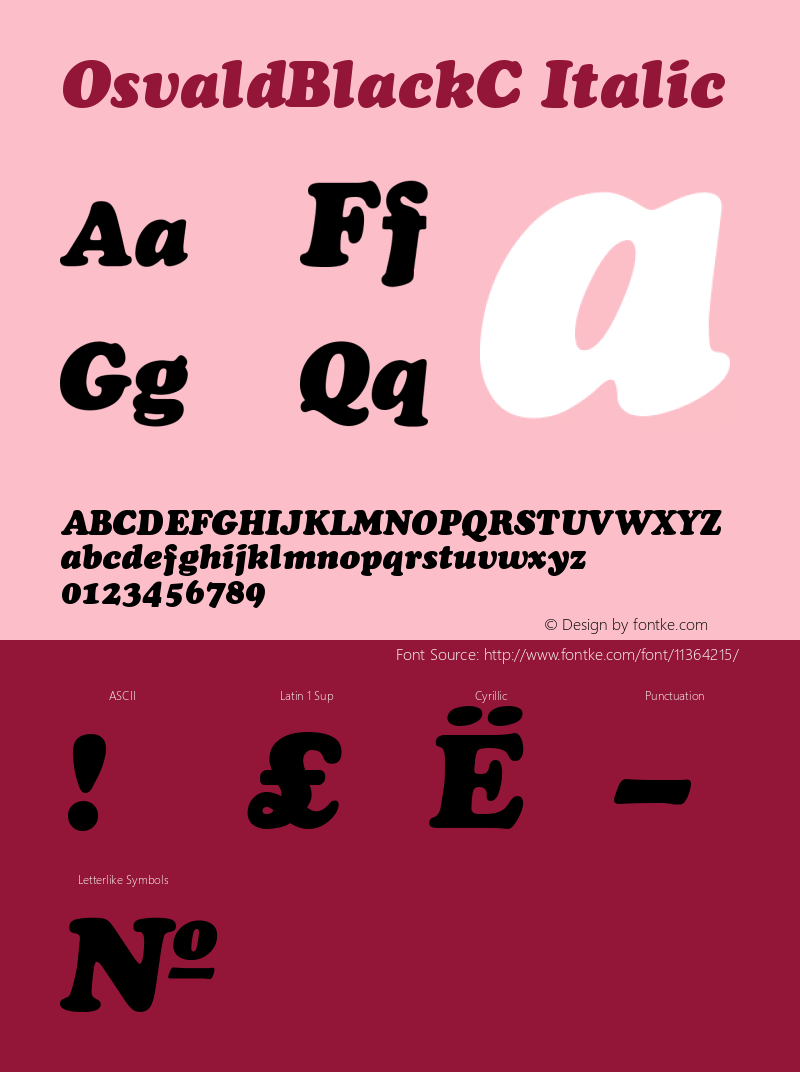 OsvaldBlackC Italic Version 001.000 Font Sample