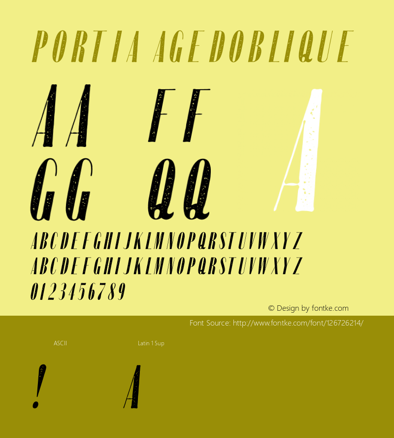 Portia AgedOblique Version 1.002;Fontself Maker 2.1.2 Font Sample