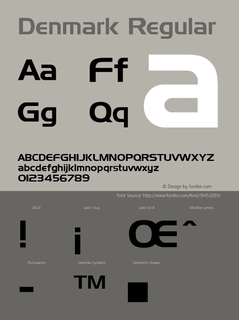 Denmark Regular Altsys Fontographer 3.5  9/25/92 Font Sample