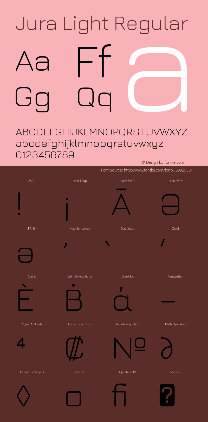 Jura Light Version 5.101; ttfautohint (v1.6) Font Sample