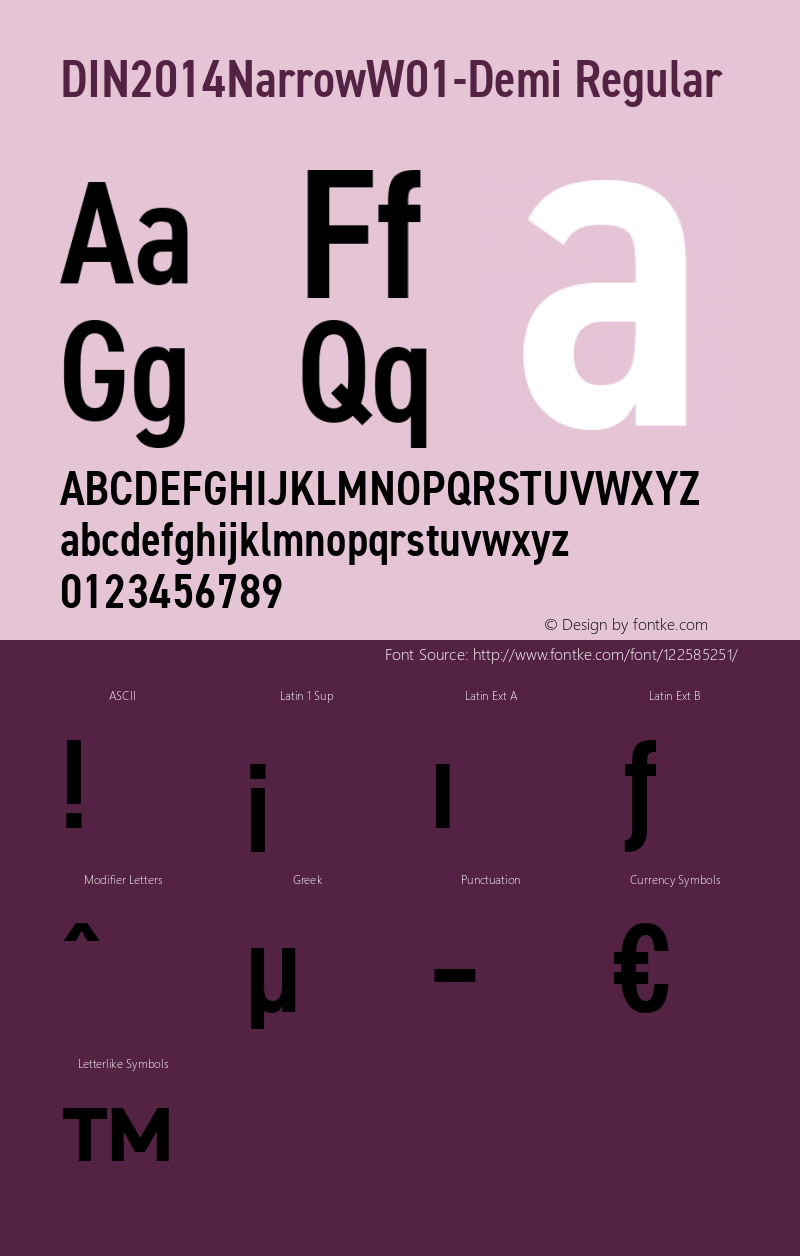 DIN 2014 Narrow W01 Demi Version 1.10 Font Sample