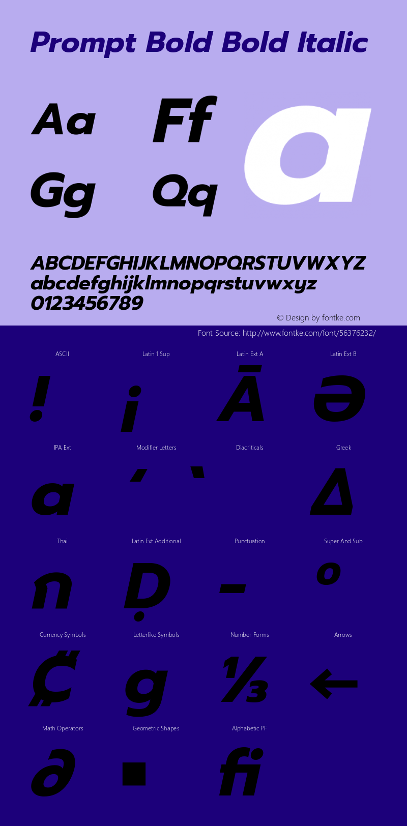 Prompt Bold Bold Italic Version 1.000 Font Sample