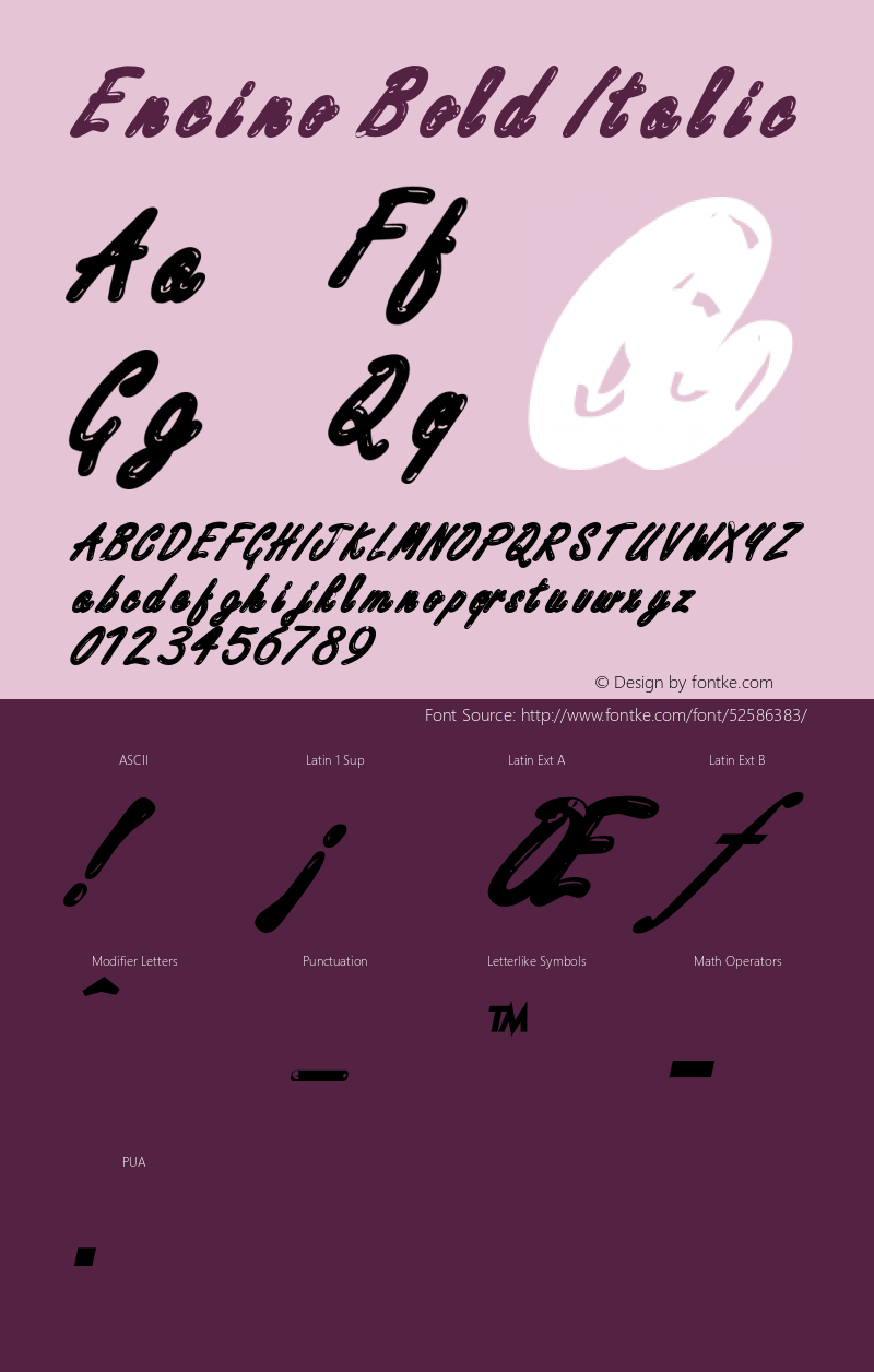 EncinoBoldItalic Altsys Fontographer 4.1 12/29/94 {DfLp-URBC-66E7-7FBL-FXFA} Font Sample