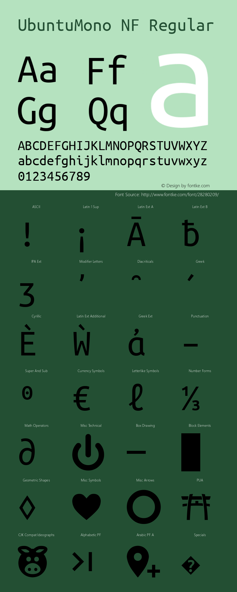 Ubuntu Mono Nerd Font Complete Windows Compatible Version 0.80 Font Sample