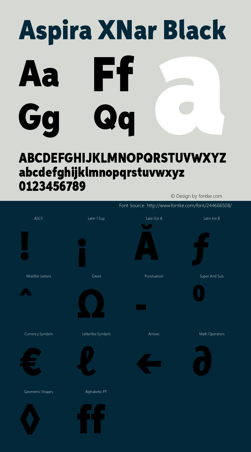 AspiraXNar-Black Version 1.05          UltraPrecision Font图片样张