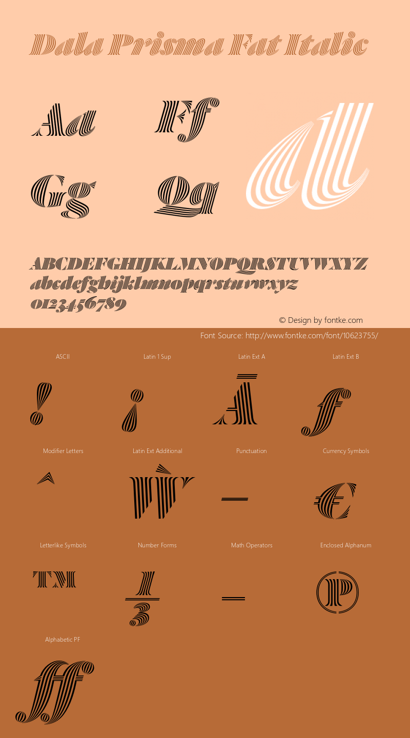 Dala Prisma Fat Italic Version 1.2 2014 Font Sample