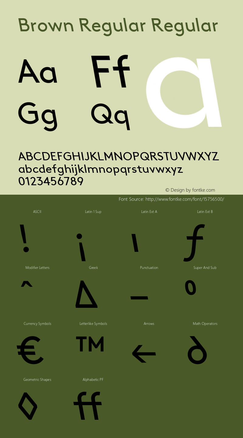 Brown Regular Regular Version 1.001 Font Sample