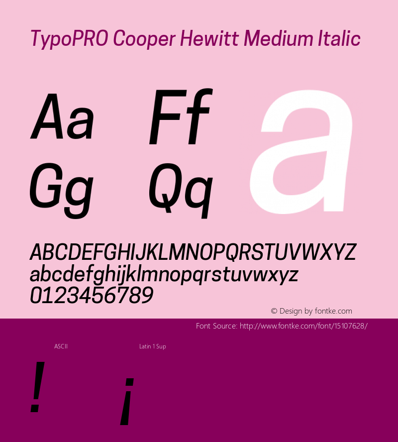 TypoPRO Cooper Hewitt Medium Italic 1.000 Font Sample