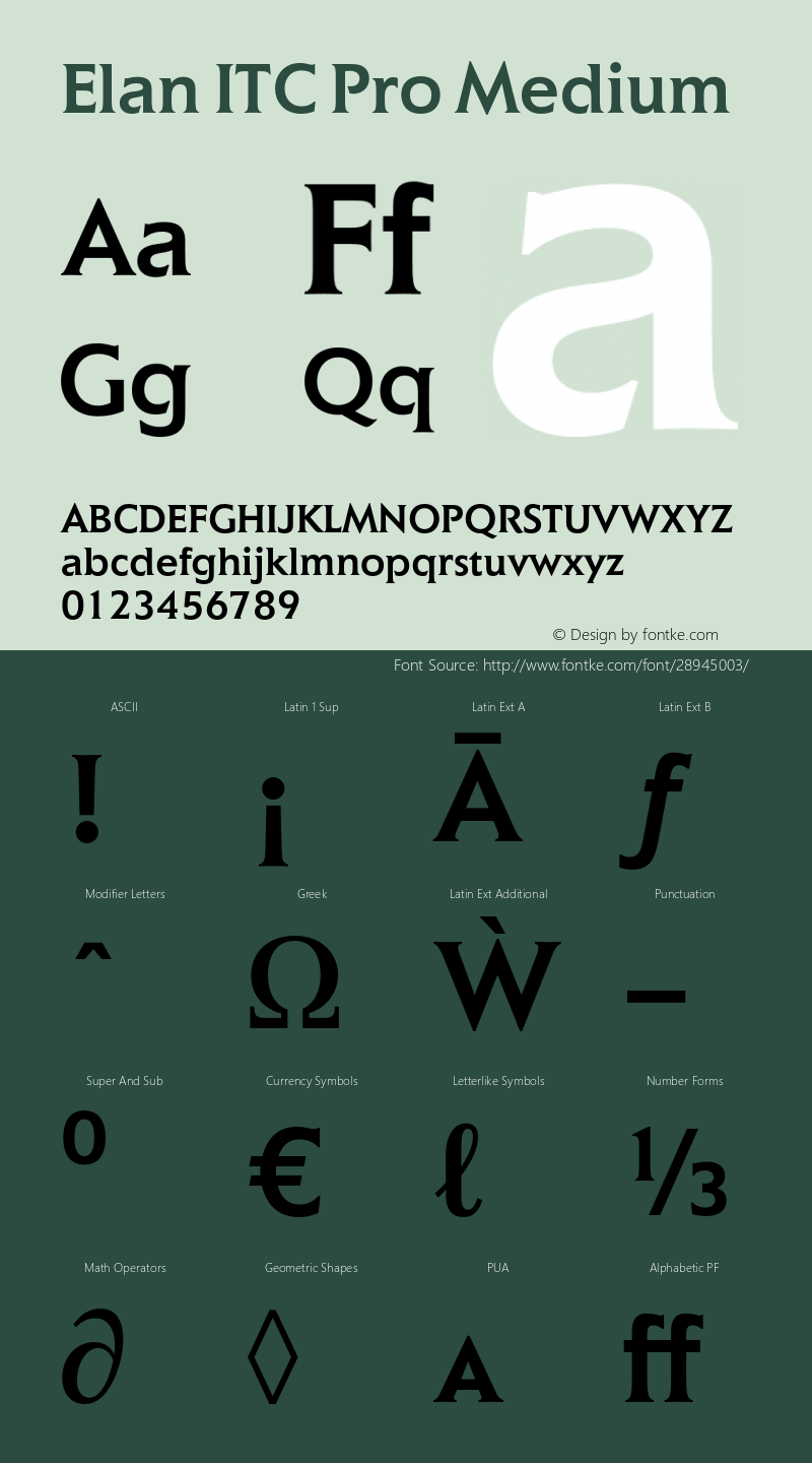 ElanITCPro-Medium Version 1.00 Font Sample