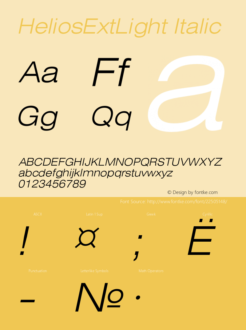 HeliosExtLight-Italic Version 1.100;PS 001.001;hotconv 1.0.38 Font Sample