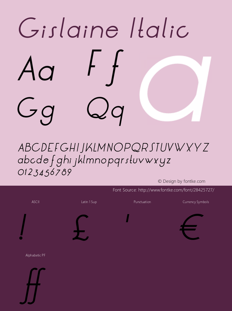 Gislaine Italic Version 1.002;Fontself Maker 3.1.0 Font Sample