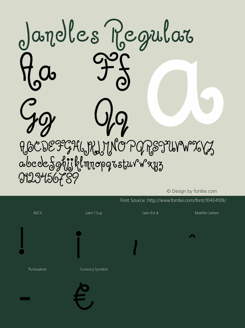 Jandles Regular Version 4.100 Font Sample