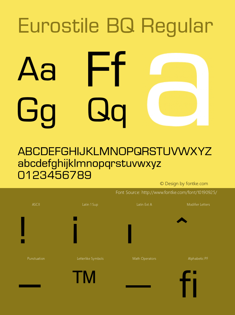 Eurostile BQ Regular 001.000 Font Sample