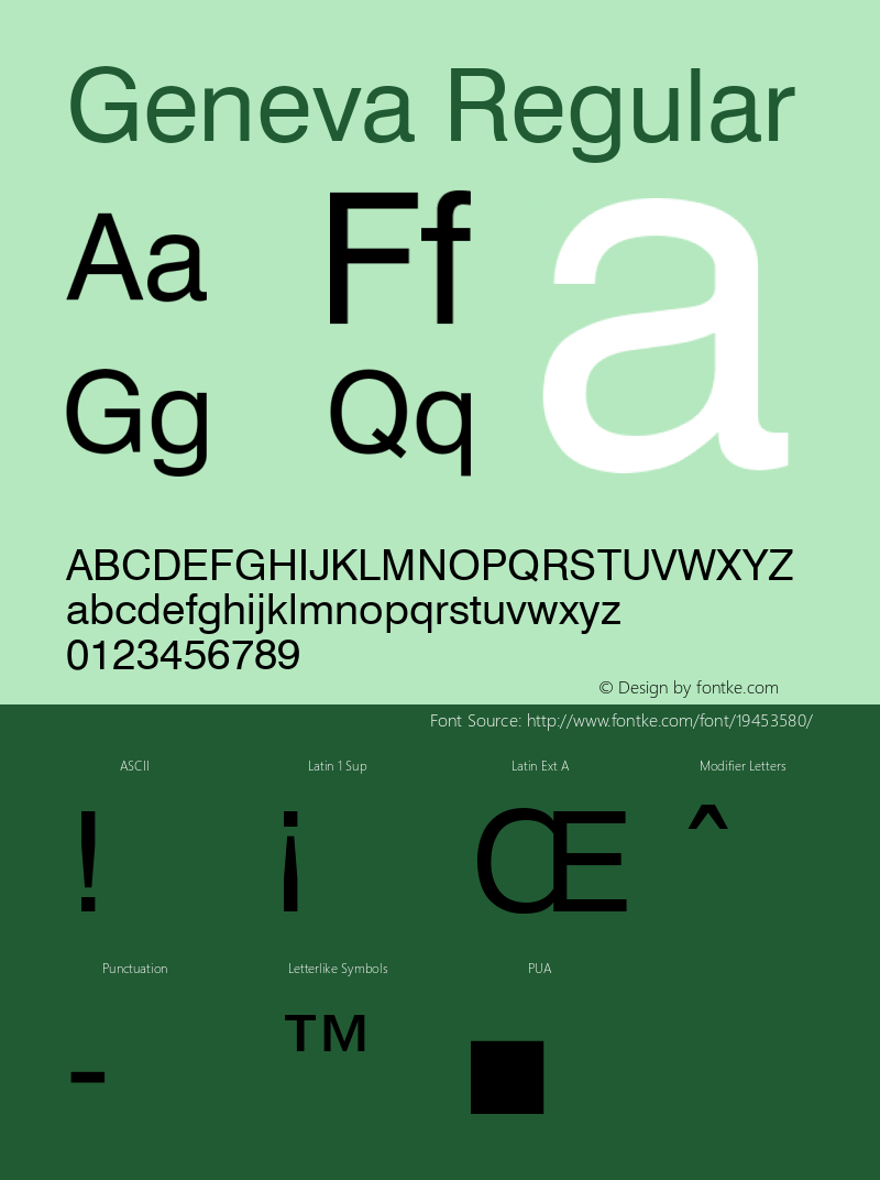 Geneva Regular Font Version 2.6; Converter Version 1.10 Font Sample