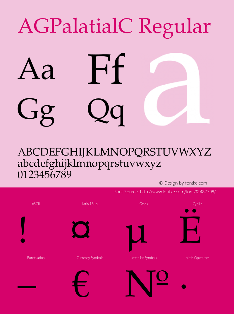 AGPalatialC Regular OTF 1.0;PS 1.000;Core 116;AOCW 1.0 161 Font Sample