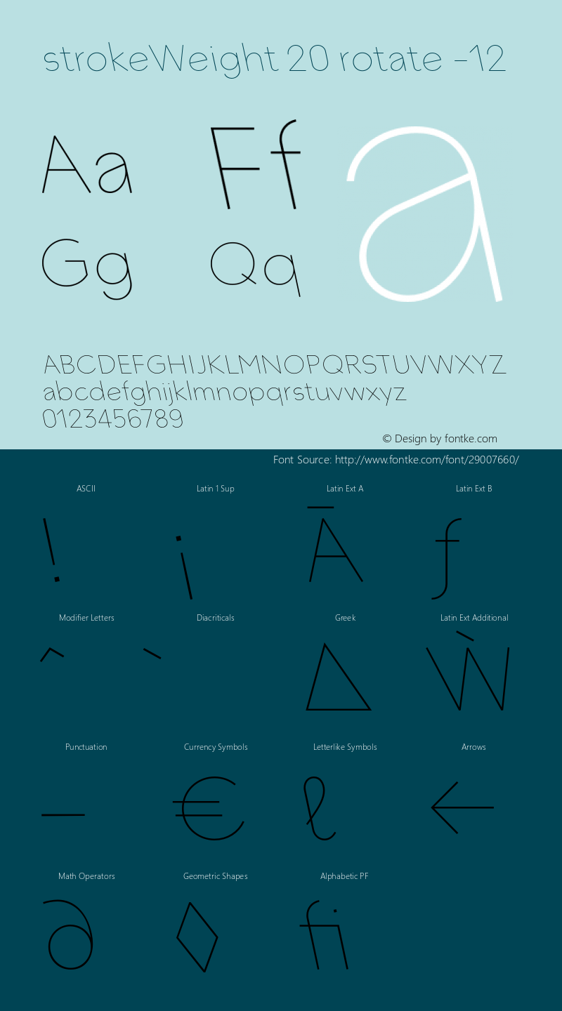 strokeWeight-020rotateL12 Version 1.007 Font Sample