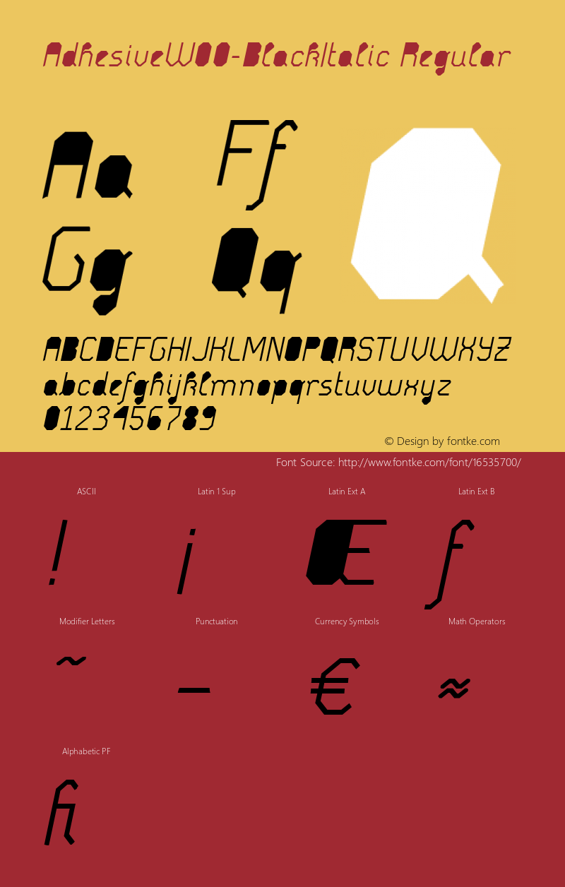 AdhesiveW00-BlackItalic Regular Version 1.10 Font Sample