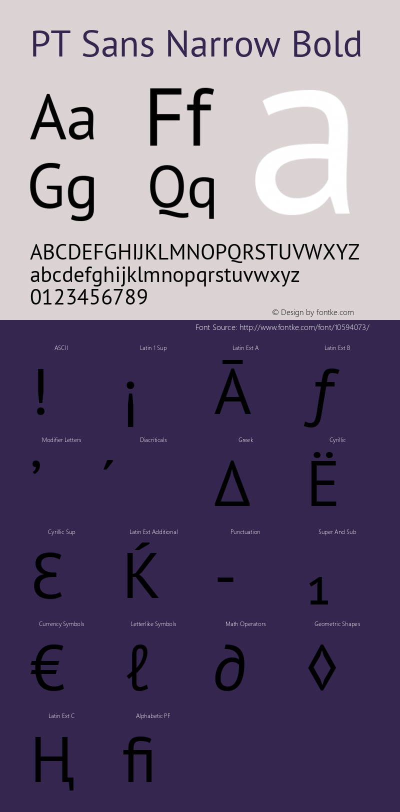 PT Sans Narrow Bold 10.0d1e1 Font Sample