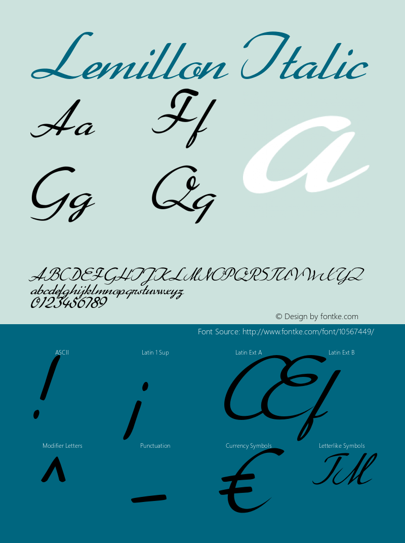 Lemillon Italic Version 1.000 Font Sample