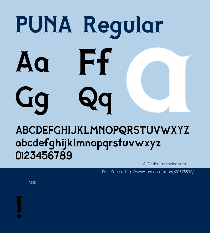 PUNA Version 001.000 Font Sample