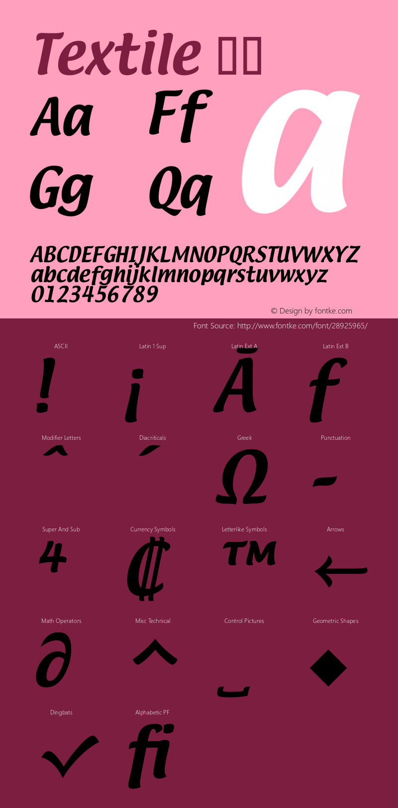 Textile 3.5a3 Font Sample