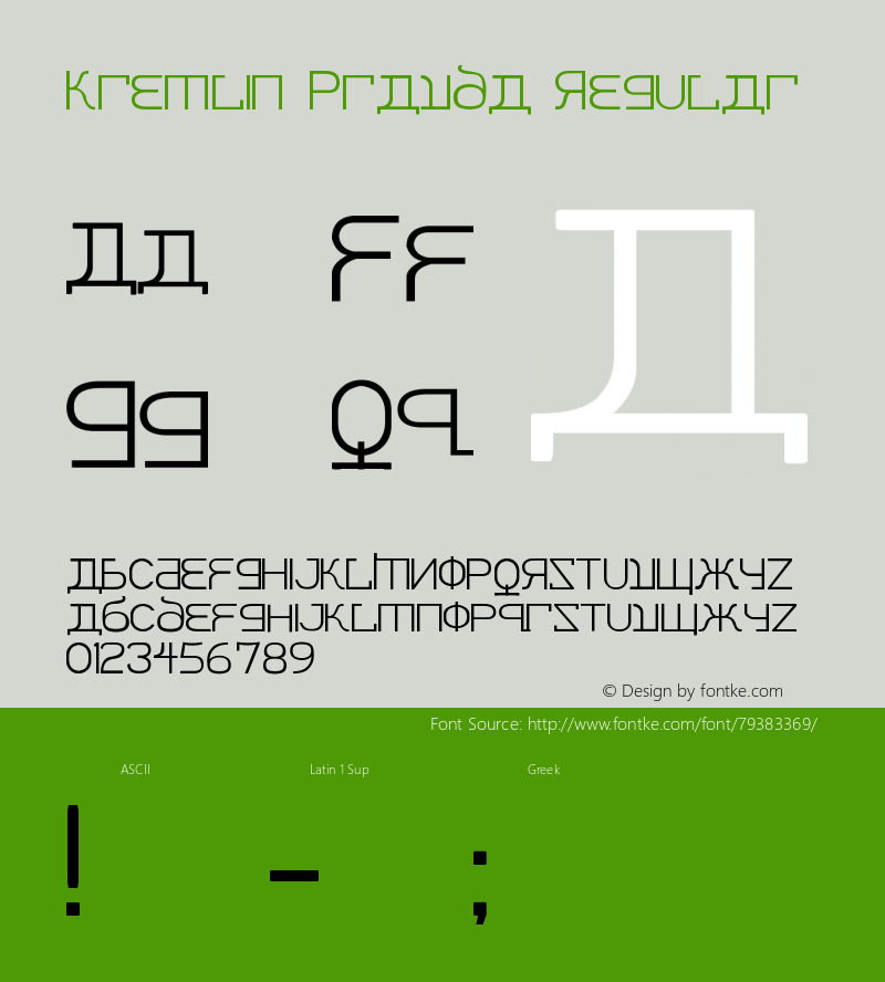 Kremlin Pravda Version 1.00 December 30, 2007, initial release Font Sample