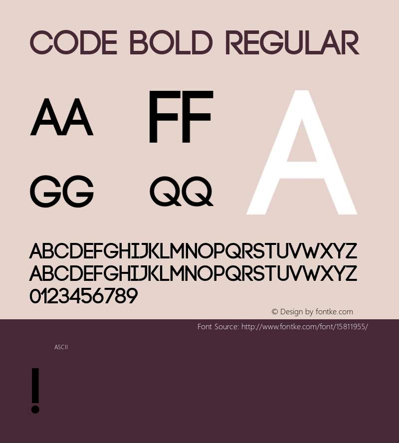 Code Bold Regular Version 1.0; ttfautohint (v1.4.1) Font Sample