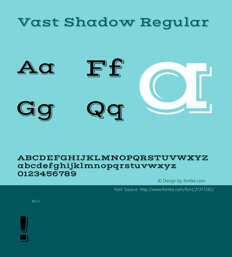 Vast Shadow Regular  Font Sample