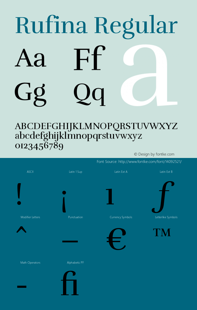 Rufina Regular Version 1.001 Font Sample