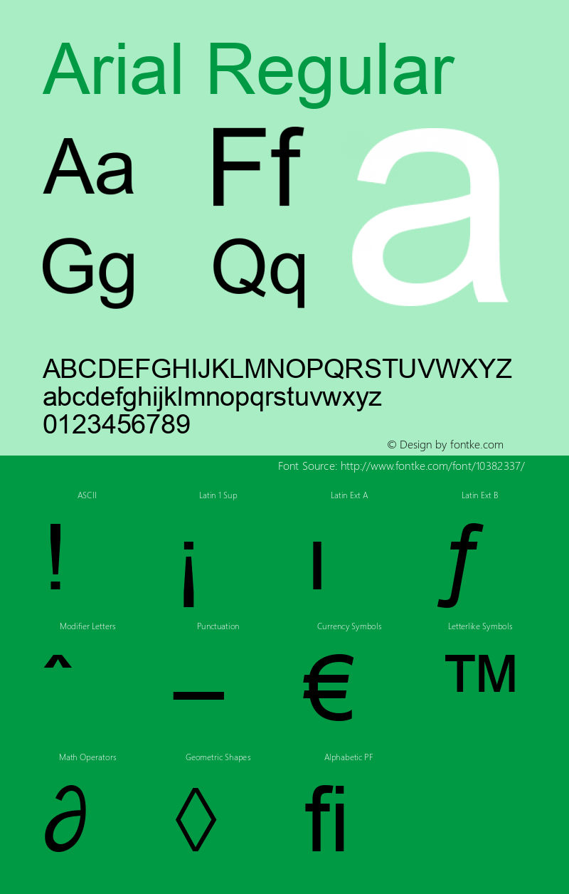 Arial Regular Version 2.60 Font Sample