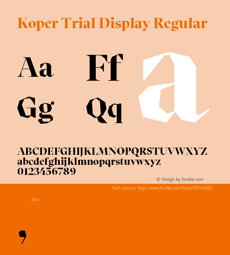 Koper Trial Display Regular Version 1.000;PS 001.000;hotconv 1.0.88;makeotf.lib2.5.64775 Font Sample