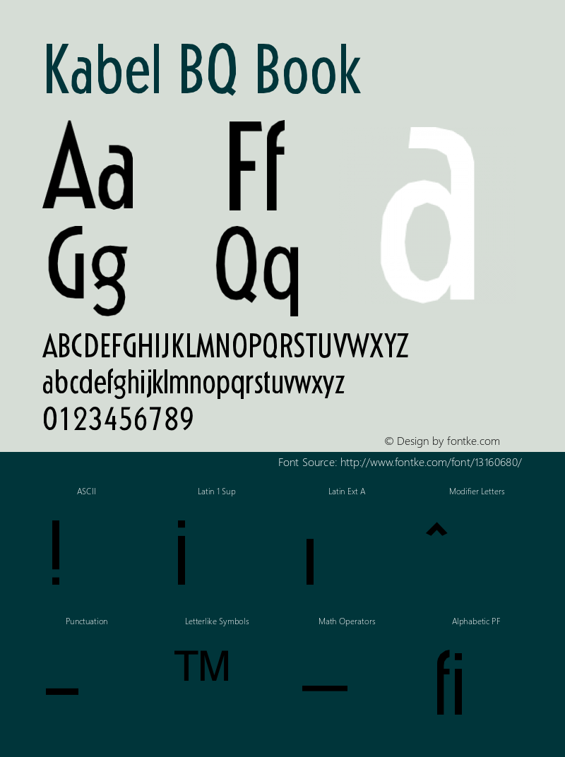 Kabel BQ Book Version 001.000 Font Sample