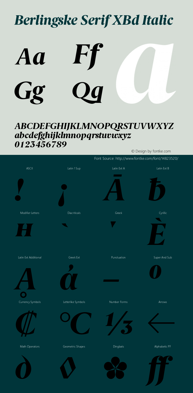 Berlingske Serif XBd Italic Version 1.004 Font Sample