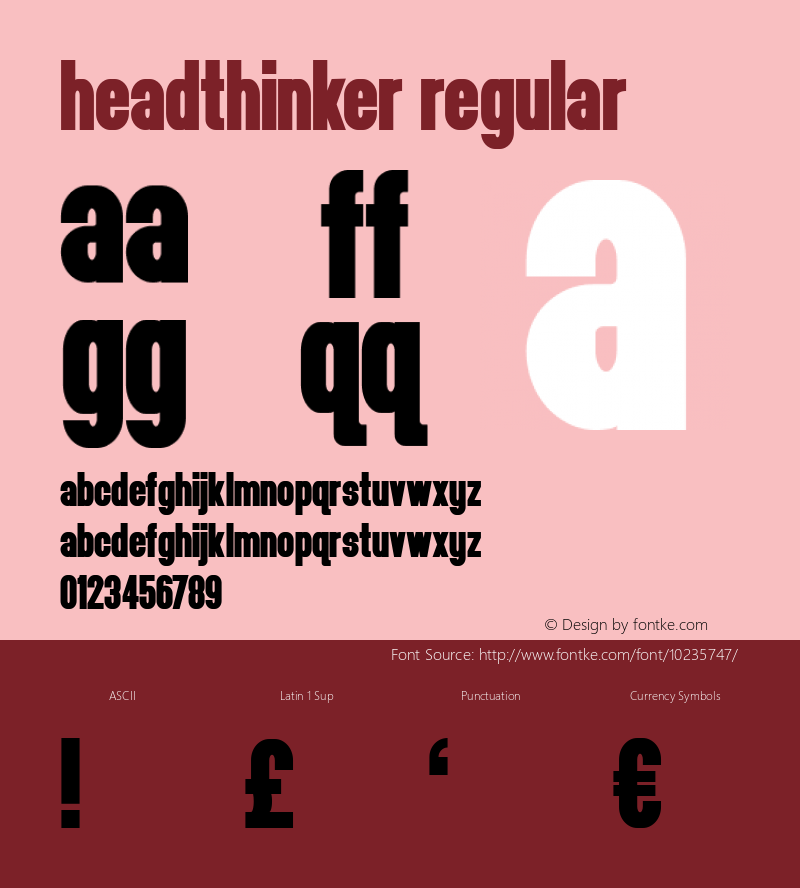 headthinker Regular Version 1.000 2009 initial release Font Sample