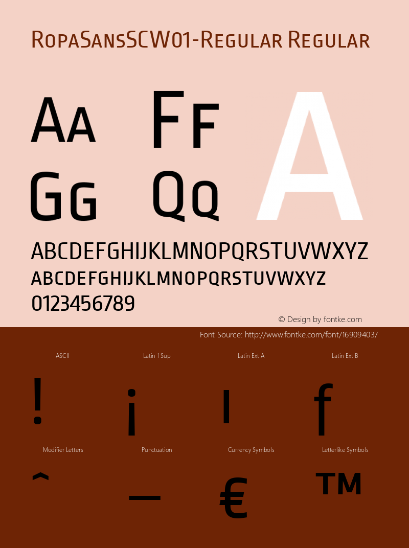 RopaSansSCW01-Regular Regular Version 1.10 Font Sample