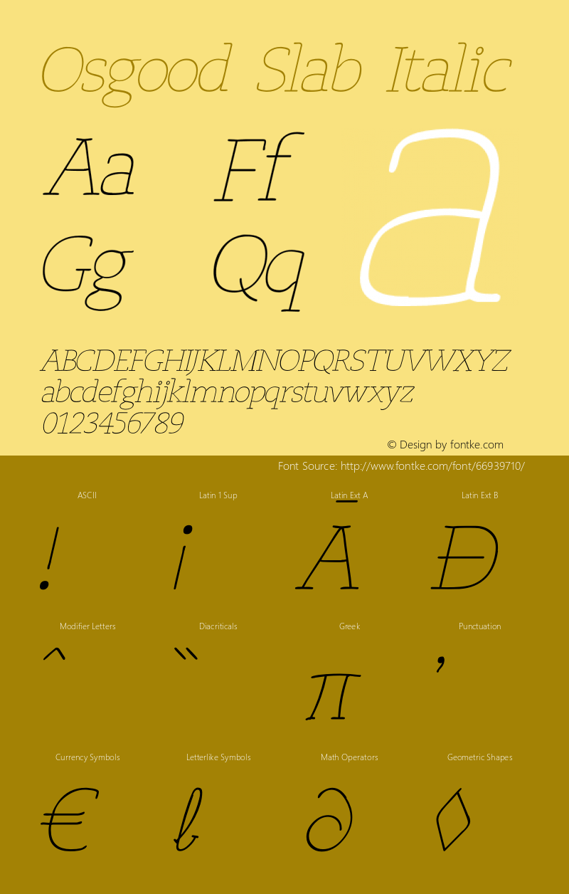 Osgood Slab Italic Version 1.30 June 15, 2016 Font Sample