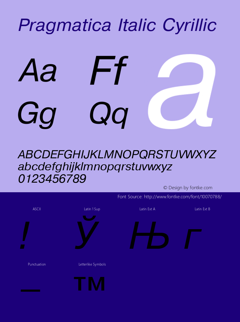 Pragmatica Italic Cyrillic 001.000 Font Sample