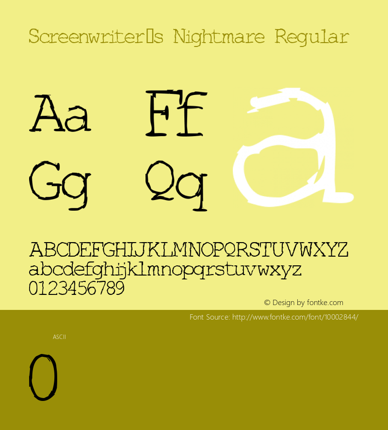 Screenwriter's Nightmare Regular v1.0 Font Sample