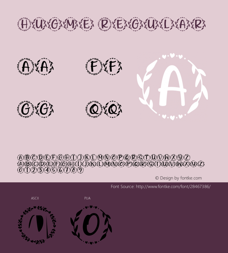 Hugme Version 1.00;January 11, 2019 Font Sample