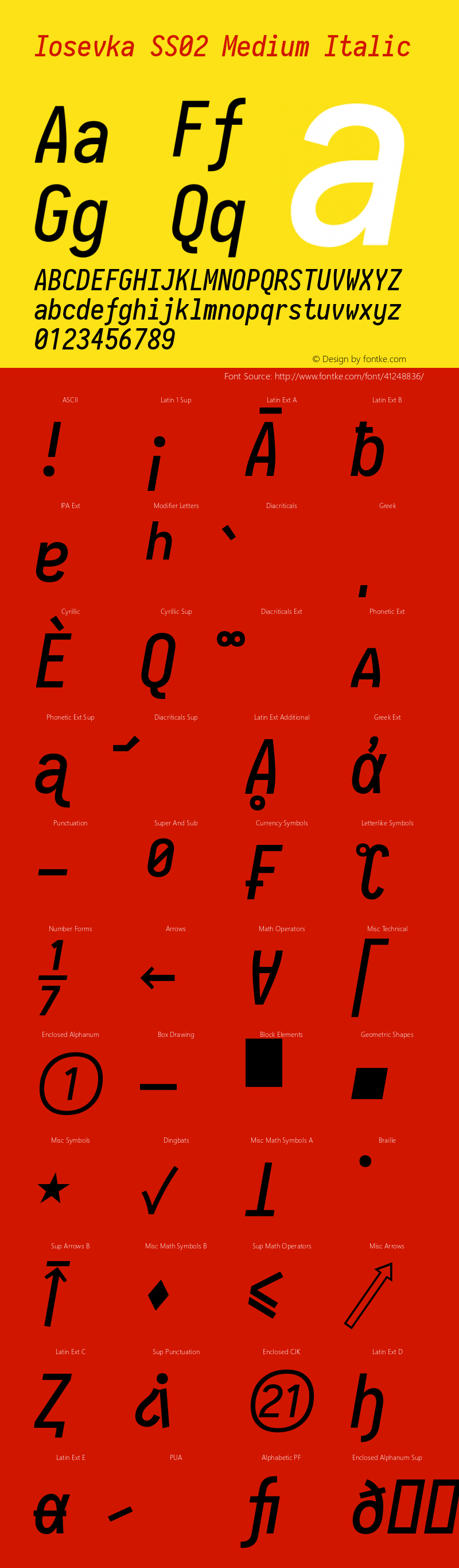 Iosevka SS02 Medium Italic 2.3.1 Font Sample