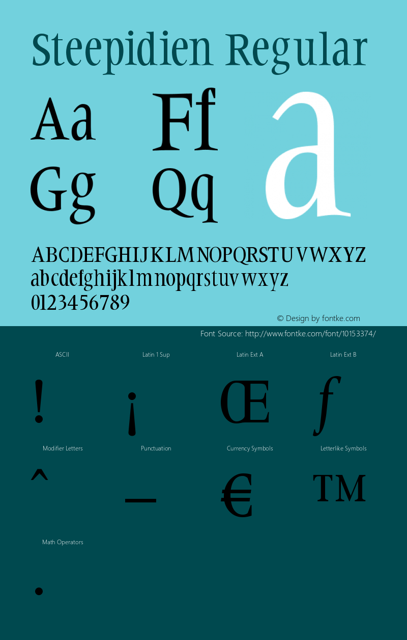 Steepidien Regular 1.0 03-04-2002 Font Sample