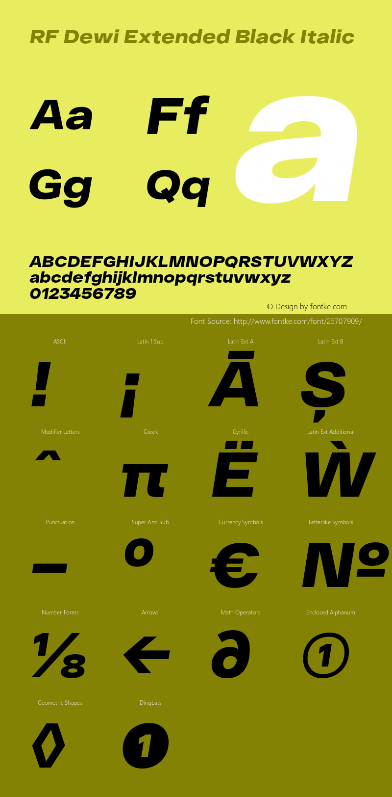 RF Dewi Extended Black Italic Version 1.000;PS 001.000;hotconv 1.0.88;makeotf.lib2.5.64775 Font Sample